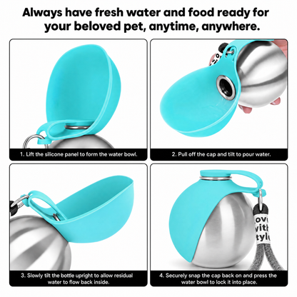 Aqua Orb - Portable Dog Water Bottle 10oz Stainless Steel